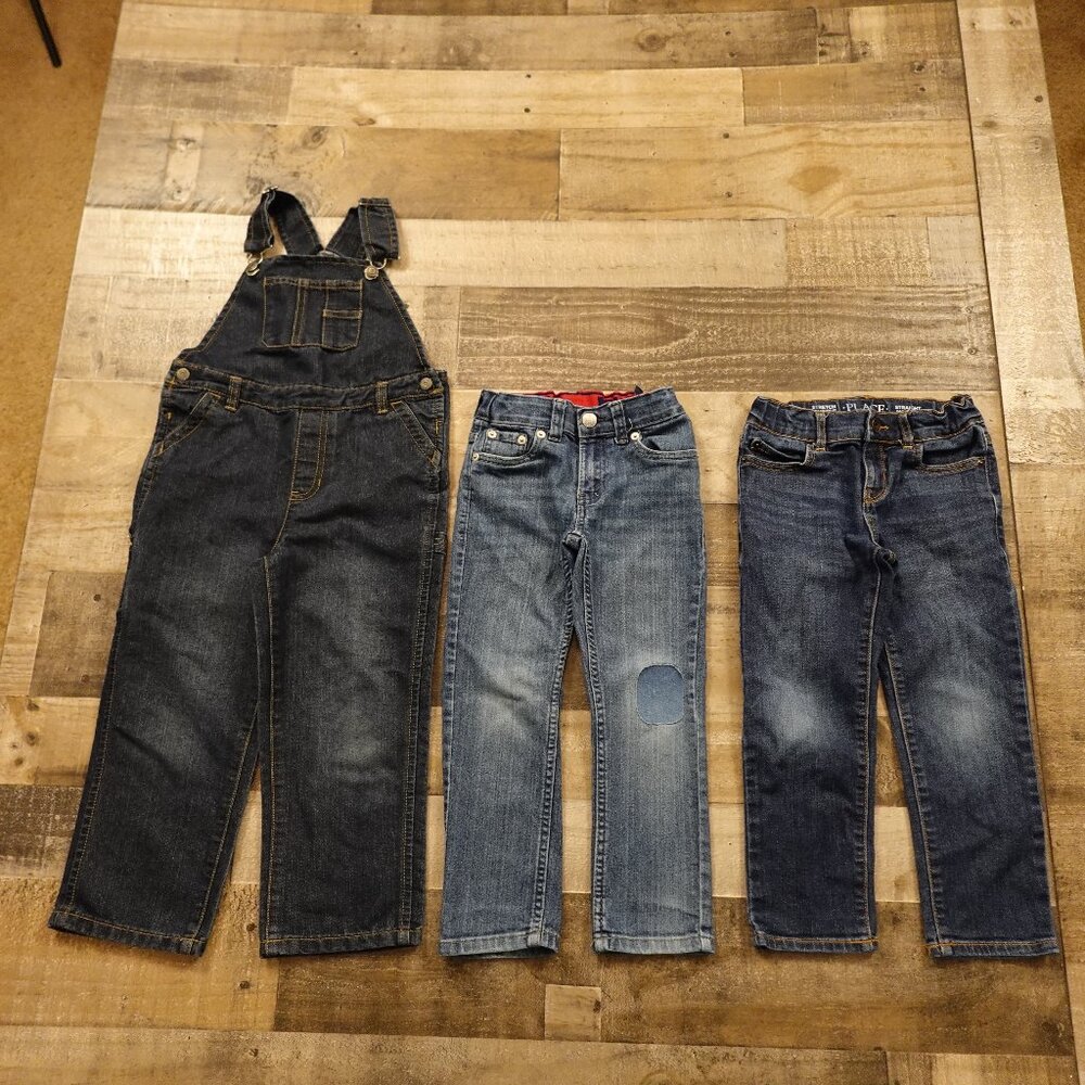 Boy's jeans bundle size 5 Levi's 511 slim Arizona overall bibs Place straight